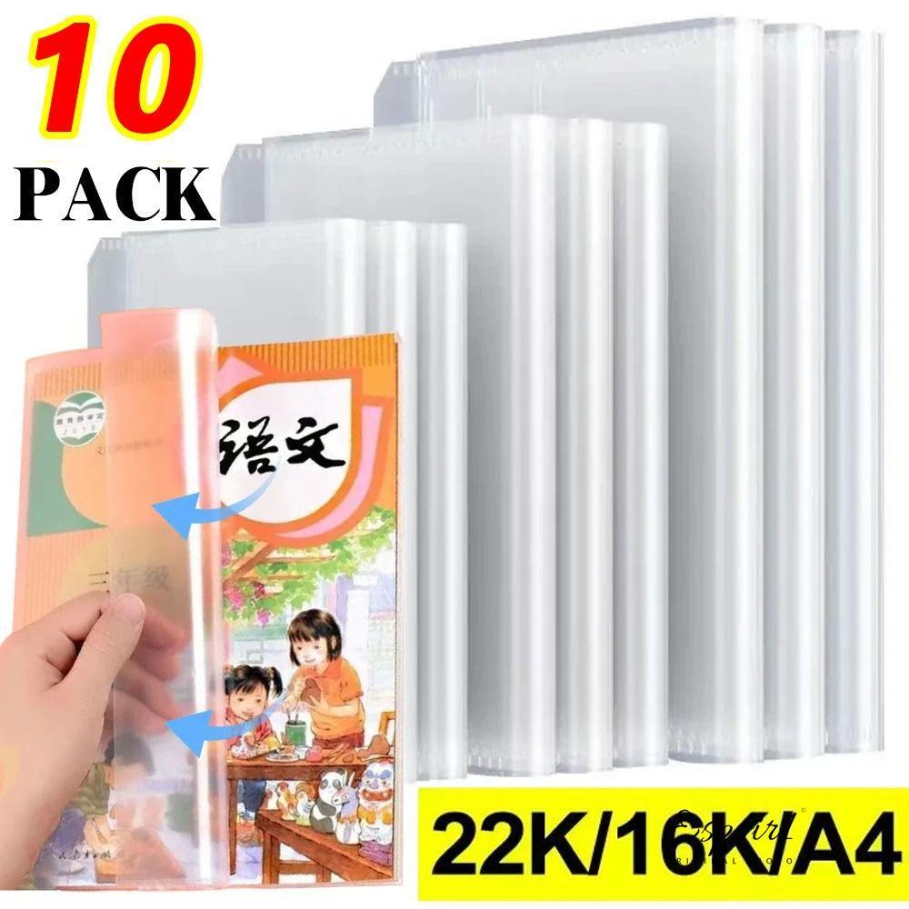 ESPOIR1 10 ชิ้น/เซ็ตปกหนังสือ,กันน้ําโปร่งใสหนังสือฝาครอบป้องกัน,คุณภาพสูง A4/A5/16K ปลอกหนังสือป้องกัน