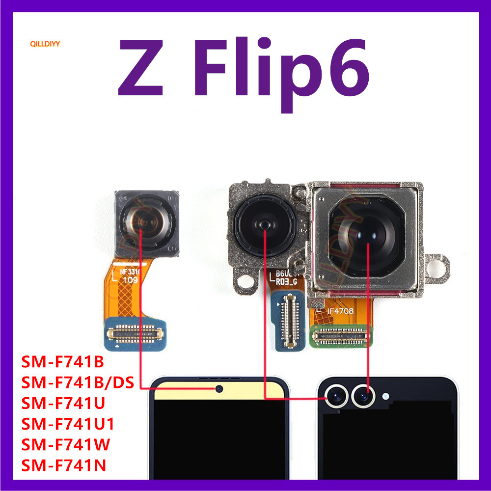 Back Big ด้านหลังโมดูลกล้องหลักสําหรับ Samsung Z Flip6 SM-F741B F741U F741 ขนาดเล็ก Facing กล้องด้าน
