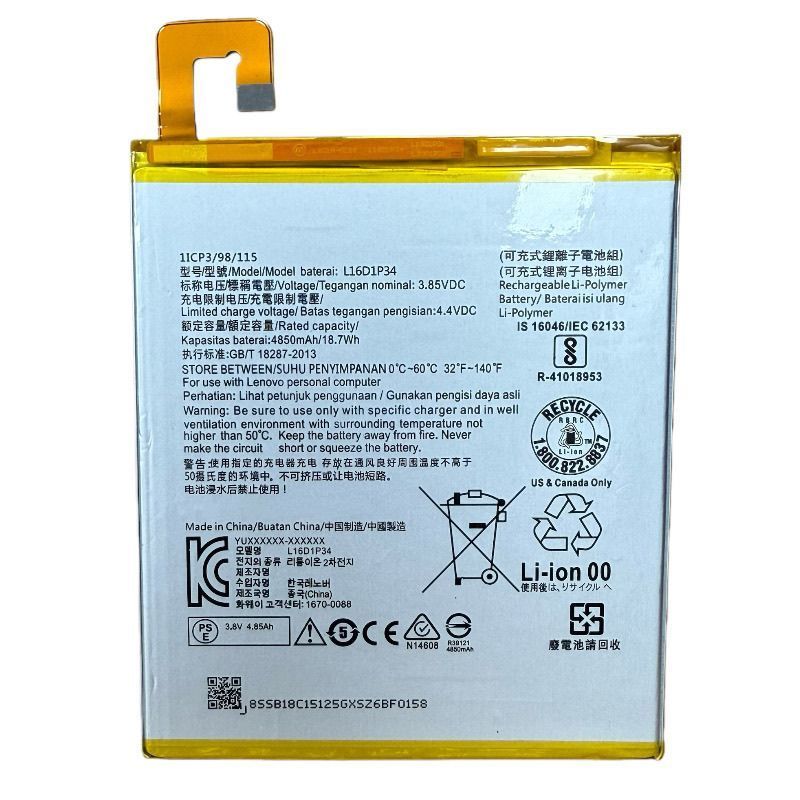 เหมาะสําหรับ TAB4 8 TB-8504N TAB4 8plus 8704X L16D1P34 แบตเตอรี่แท็บเล็ต