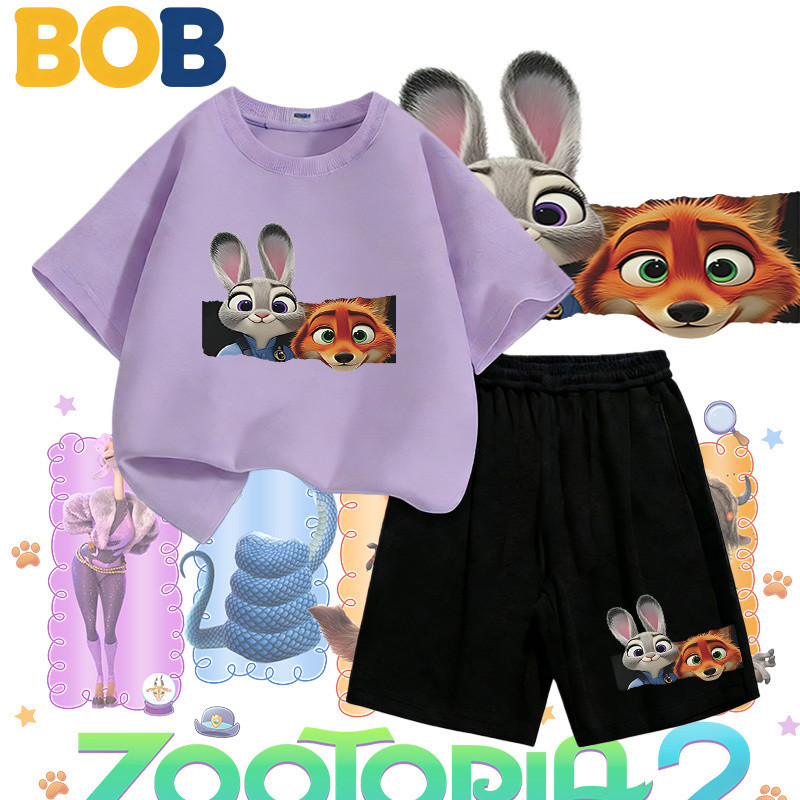 【จัดส่งไทย】2ชิ้น TM เสื้อผ้าเด็กชาย Zootopia ชุดนอนสบาย ผ้า  ใส่สบาย ซับน้ำซับเหงื่อ การ์ตูน Nick & Judy สไตล์เกาหลี#5