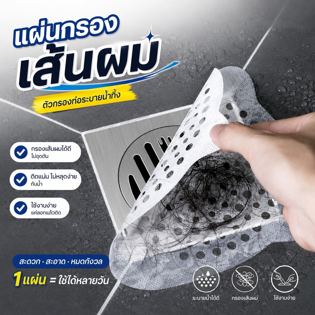 S00050 ซิลิโคนกรองเศษอาหาร ดักจับเศษอาหาร ซิลิโคนดักเส้นผม กรองระบายน้ำ กรองเศษอาหาร