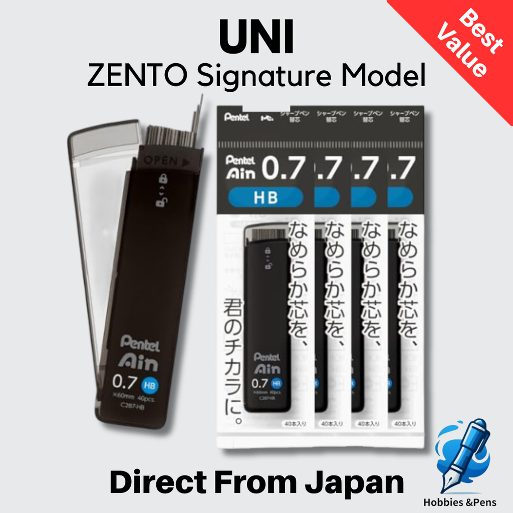ไส้ดินสอกด Pentel Ain ขนาด 0.7 มม. HB B 2B 3P 5P XC287 B3P HB3P 2B B เนื้อเรียบ ผลิตในญี่ปุ่น