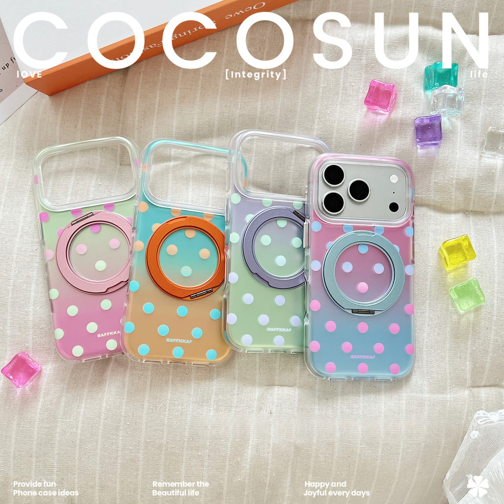 เคสป้องกันลายจุดแม่เหล็กฝ้า 360°ขายึดหมุนได้เหมาะสําหรับเคสโทรศัพท์ iPhone 17 Pro max 16 15