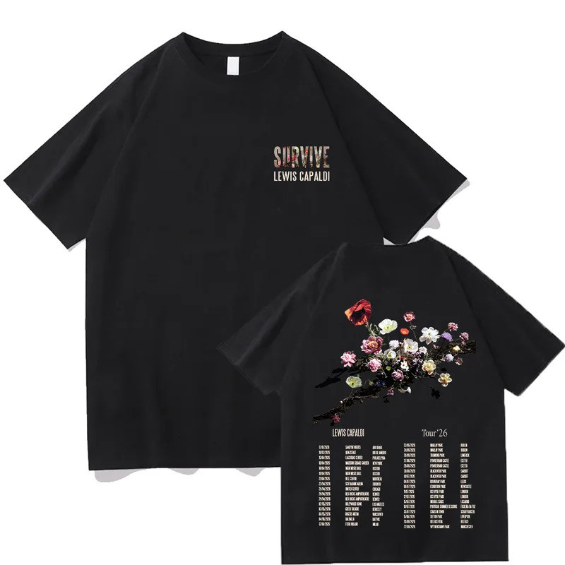 เสื้อยืด Lewis Capaldi Tour 2026 เสื้อผ้าลายกราฟิกวินเทจ ผ้าฝ้ายคุณภาพสูง สวมใส่สบาย สไตล์ฮิปฮอป เสื