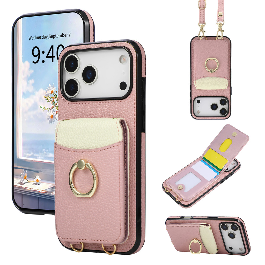 เคสโทรศัพท์ เคส การ์ดสําหรับ iPhone 17 PRO MAX พร้อมสายคล้อง Lanyard กระเป๋าใส่เหรียญกรณีโทรศัพท์มือถือพร้อมช่องใส่การ์ดสําหรับ iPhone 16 PRO MAX 14 15 16 Plus 11 12 13 promax Case XR พร้อมกระเป๋าสตางค์กระเป๋า