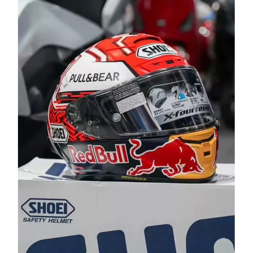 #头盔 Shoei X14 Red Bull Red White Ant Domestic Top Version Helmet Motorcycle Equipment Motorcycle Rac