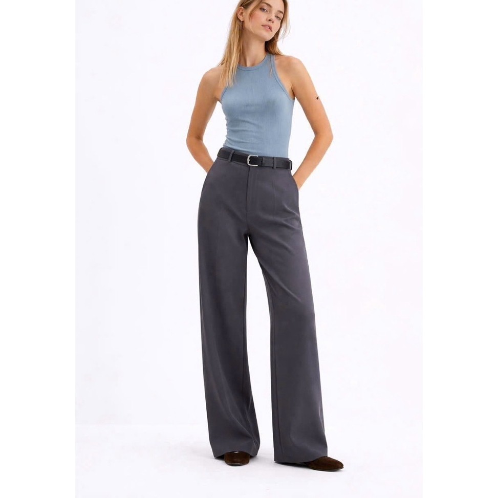 GLORIA JEANS Trousers กางเกงผ้าสีเทา เอวสูง ผ้ายืด งาสวย
