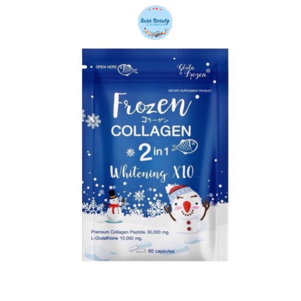 Gluta Frozen Collagen 2 in 1 Whitening ×10 - 1 ซอง 60 แคปซูล โฟสเซ่น คอลลาเจน ให้ผิวขาวอมชมพู กระจ่างใสอย่างเป็นธรรมชาติ