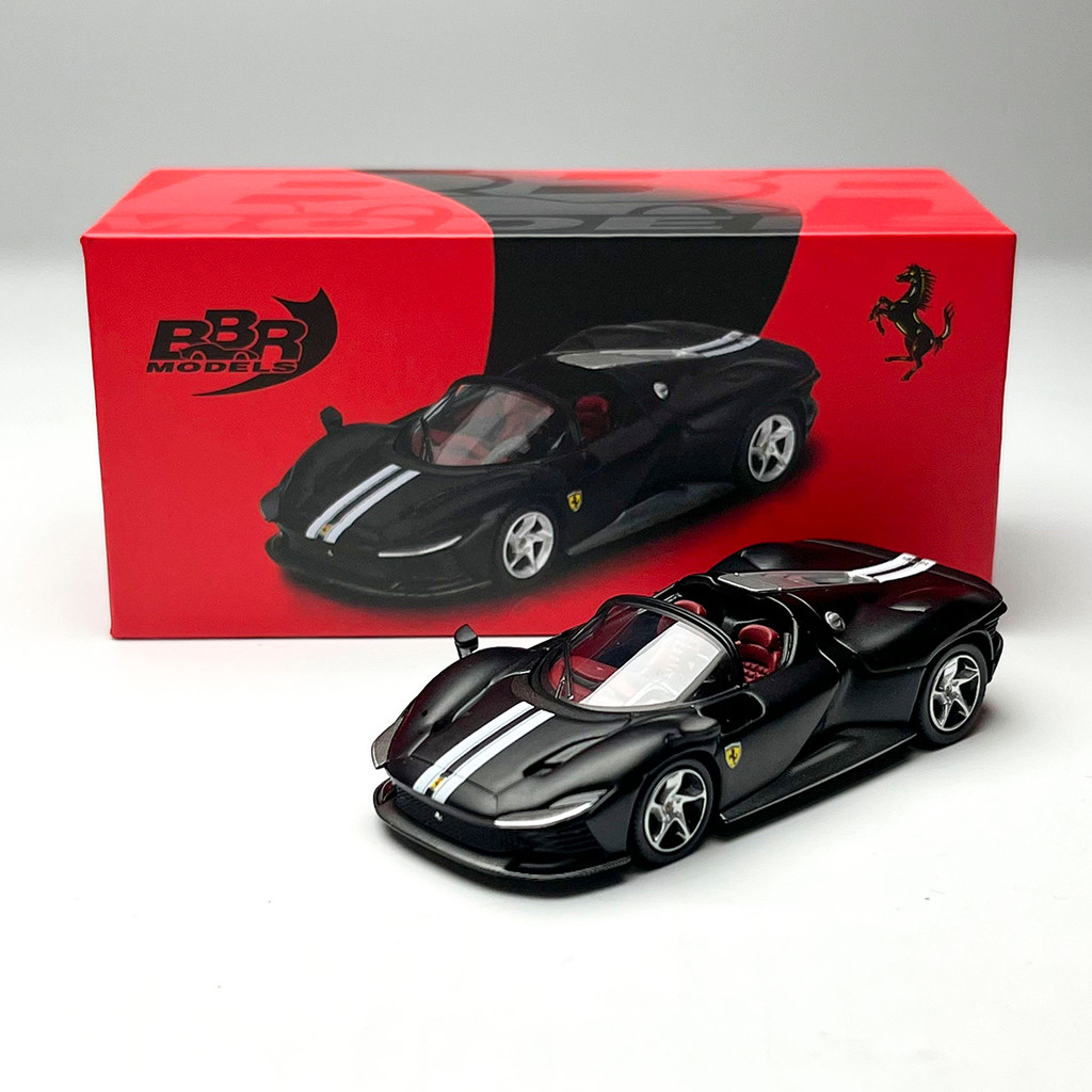 [คลังสินค้าพร้อม] พร้อมส่ง BBR 1: 64 Ferrari Daytona SP3 Matte Black Convertible Alloy Car Model