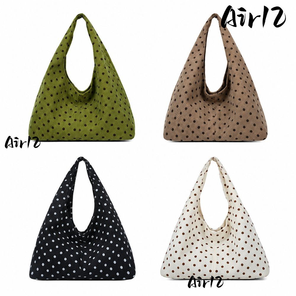 AIR12FM กระเป๋าถือผู้หญิง, Corduroy Casual กระเป๋าสะพาย,แฟชั่นขนาดใหญ่ความจุ Polka Dot Pattern Tote Bag Daily Commuting