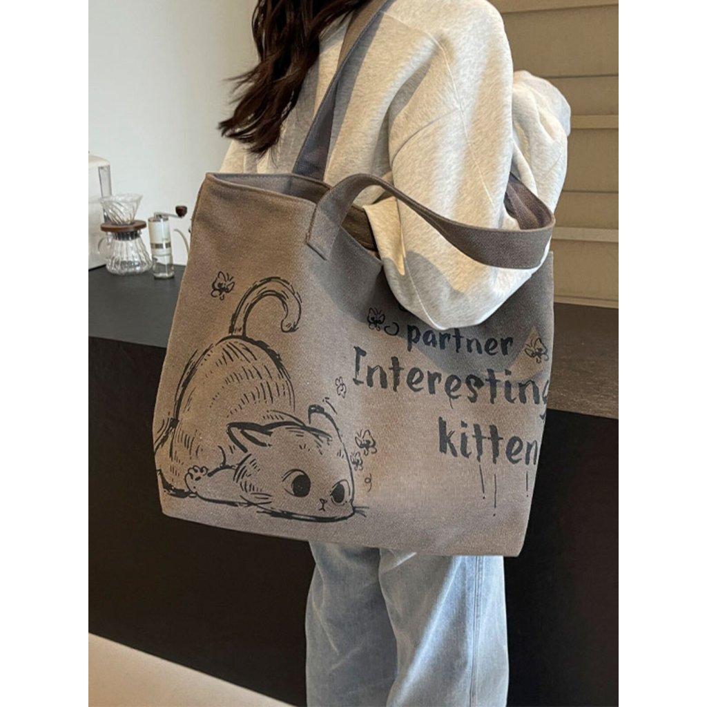 gental women กระเป๋า berry q Casual Fashion Outing Portable Commuter Canvas Tote Bag