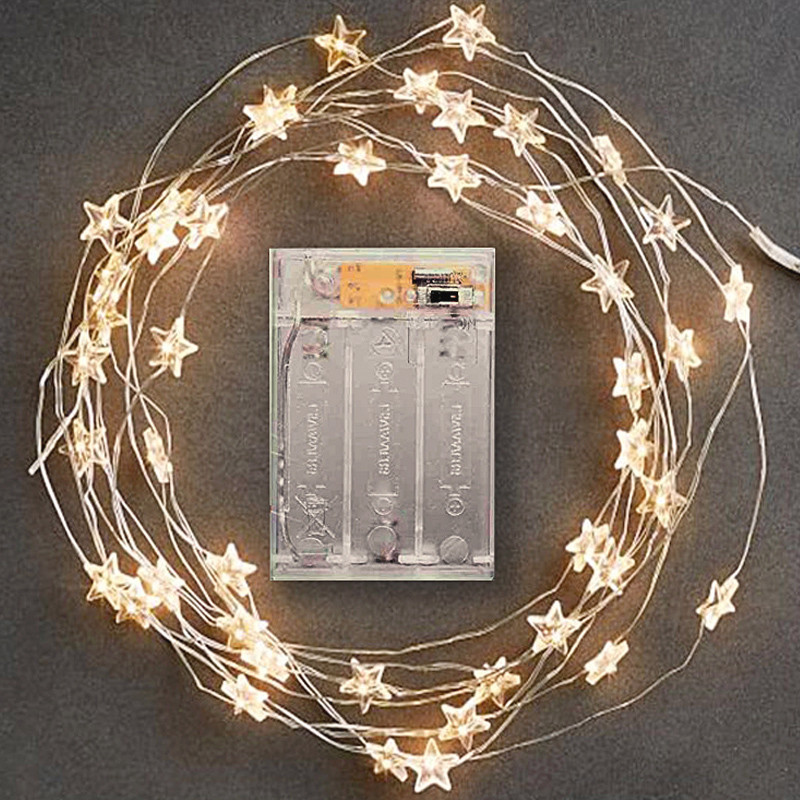 10/50 LED Star Fairy Lights Battery Operated Twinkle String Light Copper Wire String Lights Xmas Wed