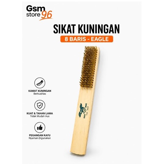 แปรงลวดทองเหลืองละเอียด - EAGLE BRAND - 8 แถว - STRONG, DURABLE - [1 ชิ้น]