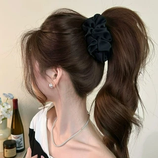 Elegant Satin Cloud คลิปกล้วยแนวตั้ง Twist Barrette หางม้าสูงสําหรับผู้หญิง