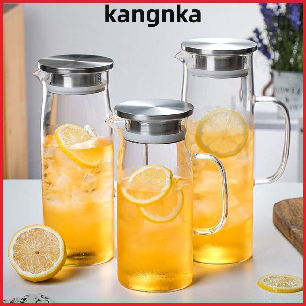 KANGNKA 1/1.2/1.5L กาต้มน้ําเย็น, กาน้ําชาแก้วฤดูร้อนความจุขนาดใหญ่โปร่งใส, แก้ว Borosilicate ทนความร้อนสร้างสรรค์ที่ถอดออกได้กรองชุดชาดอกไม้สํานักงาน