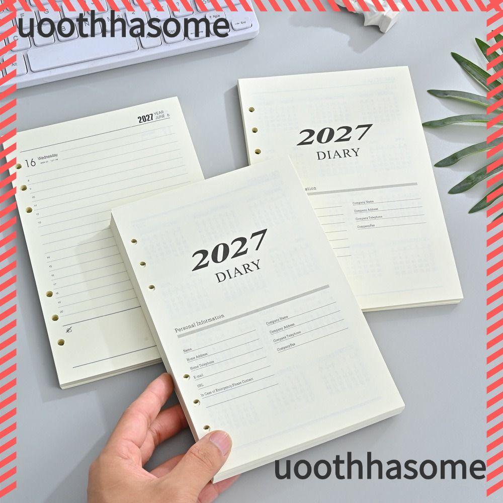 UOTHHASOME 2027 Journal Agenda Planner Notebook, A5 English Diary Planner Refill หน้า, กระดาษหลวมใบปฏิทินแทรกรายเดือนรายสัปดาห์รายวันกําหนดการ