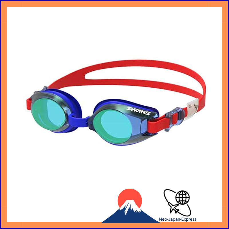 SWANS Swimming Goggles SJ-9M BLEM Blue Lens x Emerald Mirror for Kids Swimming Goggles with Mirrored