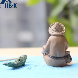 [H&K] ตกปลา Old Man รูปเรซิ่นรูปปั้นเครื่องประดับสวน Micro-Landscape Garden Craft {th}
