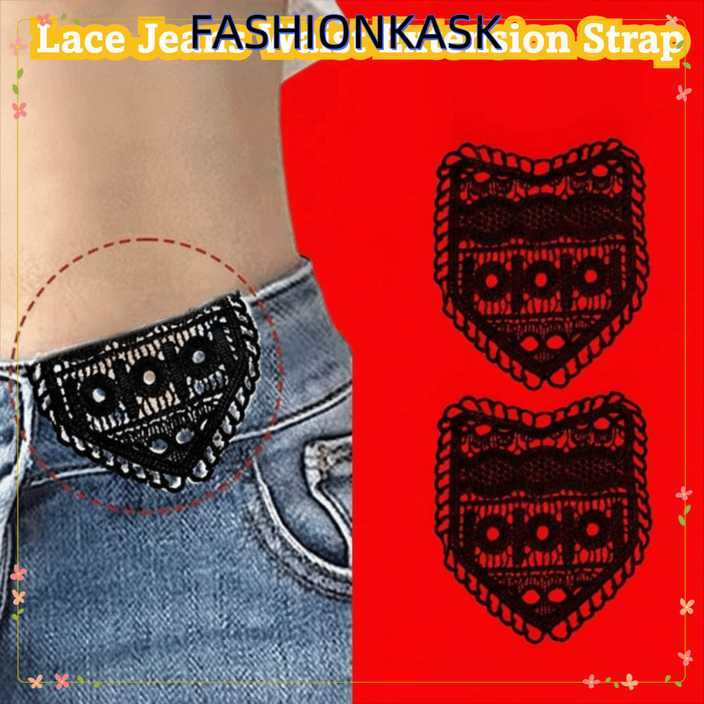 IFASHIONKA 1/4 ชิ้นกางเกงยีนส์เอว Expander,คลอดบุตรผ้าฝ้ายเอว Expanders, Hollow Lacework ปรับเอว Band DIY เครื่องแต่งกายจักรเย็บผ้าเครื่องมือ