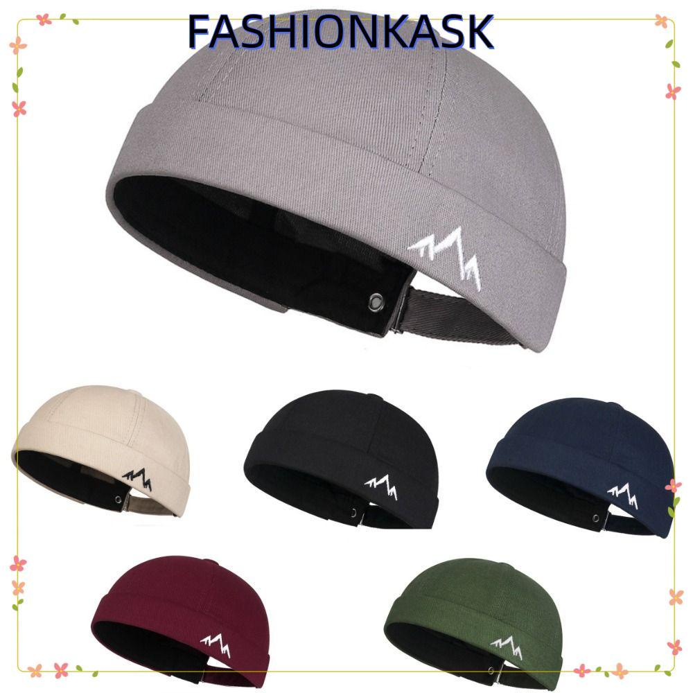 IFASHIONKA Brimless หมวก, Retro เย็บปักถักร้อยสีทึบ Docker หมวก,แฟชั่นปรับ Landlord หมวก Breathable Beanie Bonnet ฤดูร้อนฤดูใบไม้ผลิ