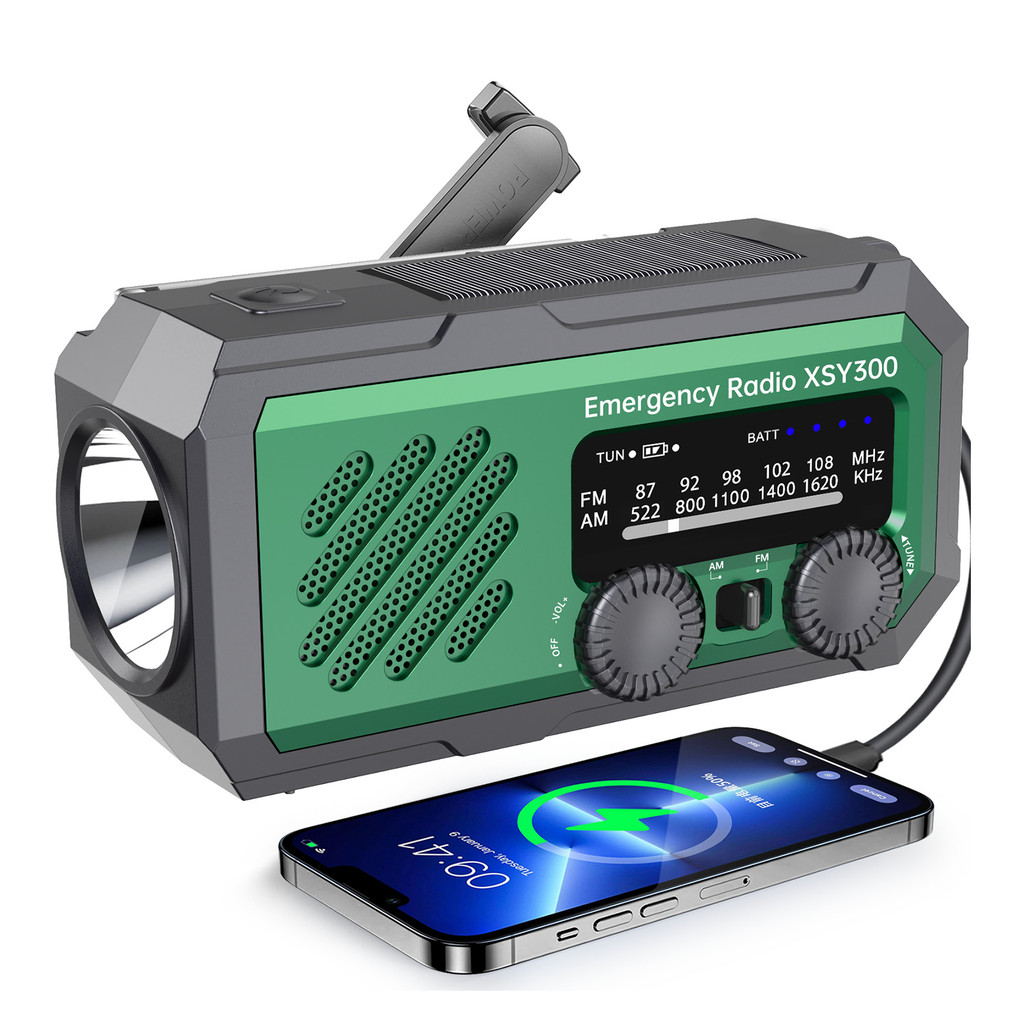 COD2000mAh Multifunctional Radio Hand Crank Solar USB Charging FM AM Weather Radio Emergency