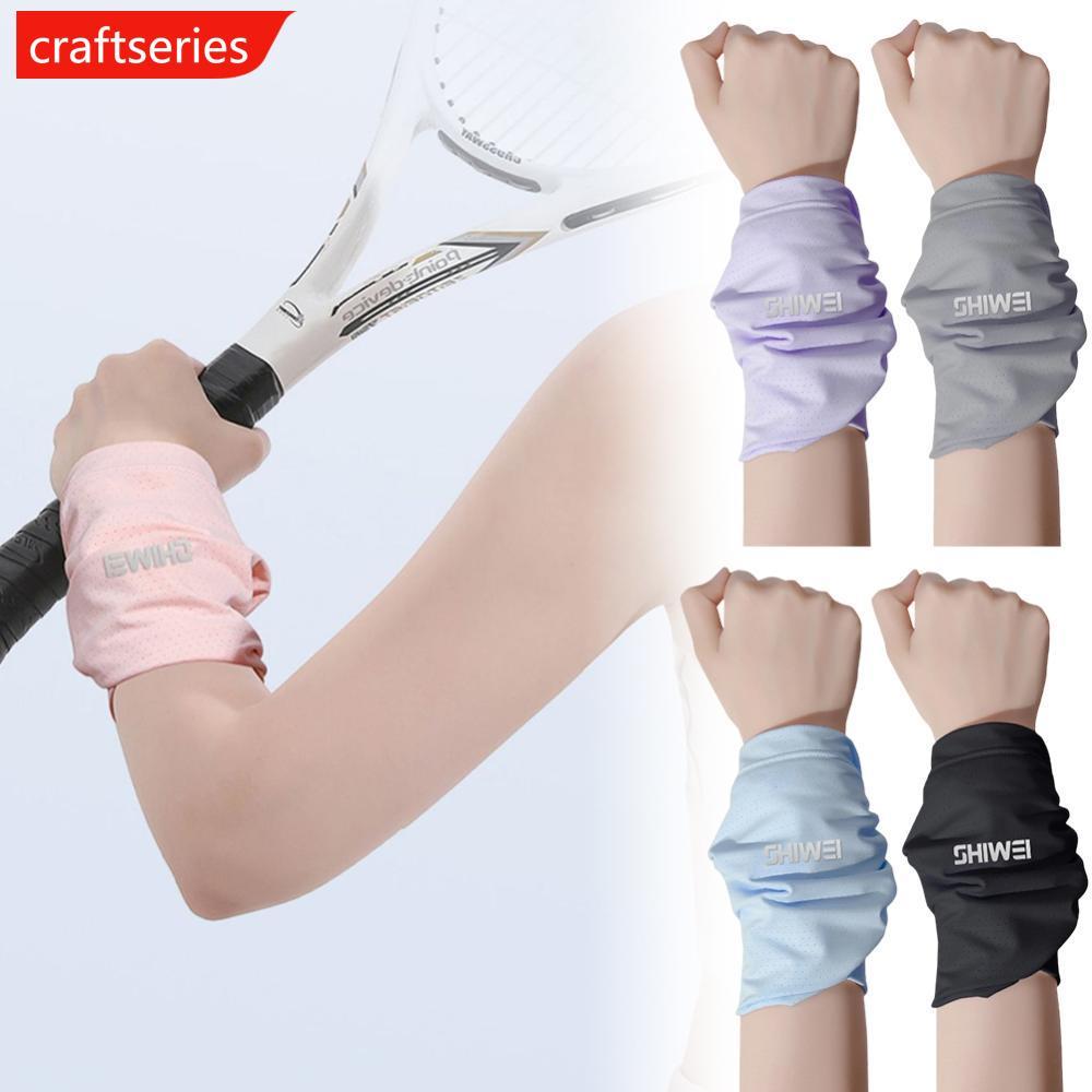 CRAFTSERIES 1PC ฤดูร้อนบางกีฬาข้อมือ Sweatband ผ้าไหมน้ําแข็ง Cooling Quick Dry Absorbing สายรัดข้อม