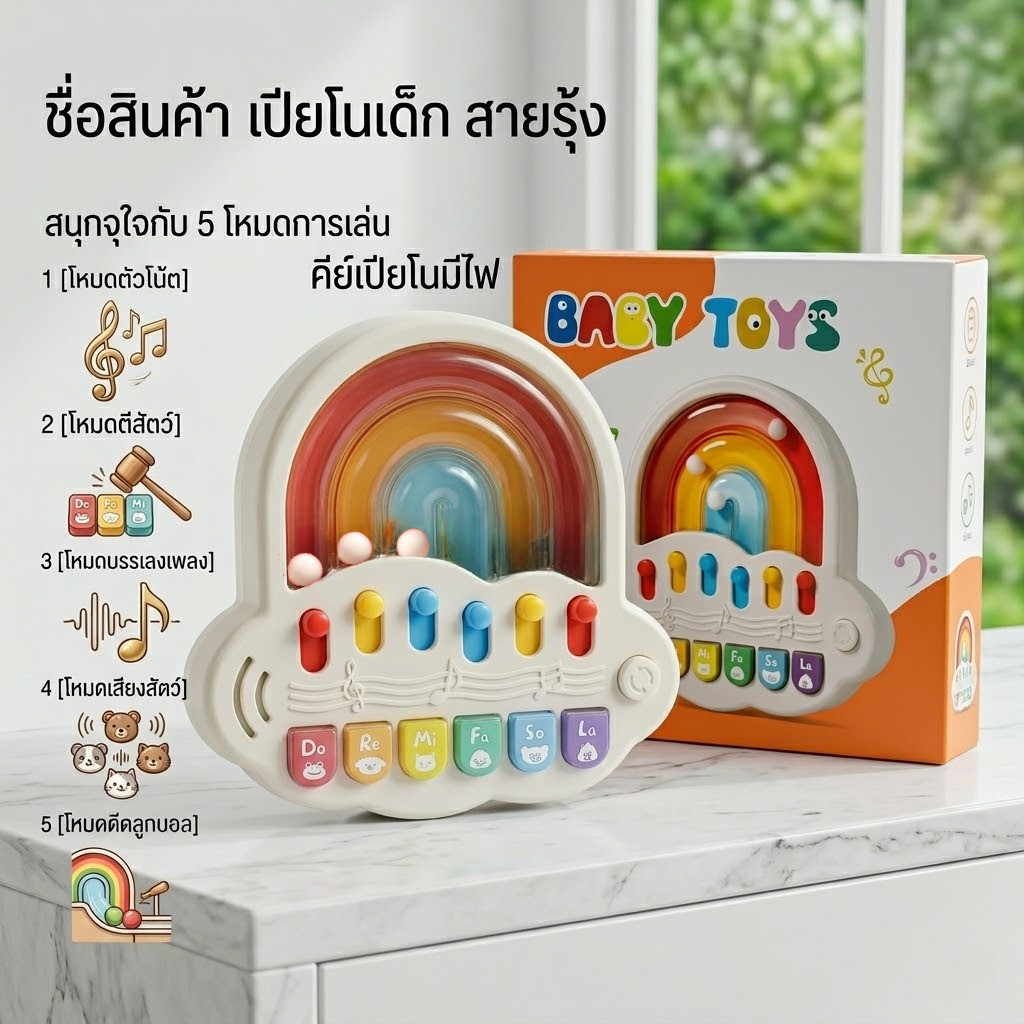 DTX ของเล่นเสริมพัฒนาการทารก เปียโนดีดลูกแก้ว กดสนุก สีสันสดใส ดึงดูดความสนใจเด็ก ของเล่นเด็ก