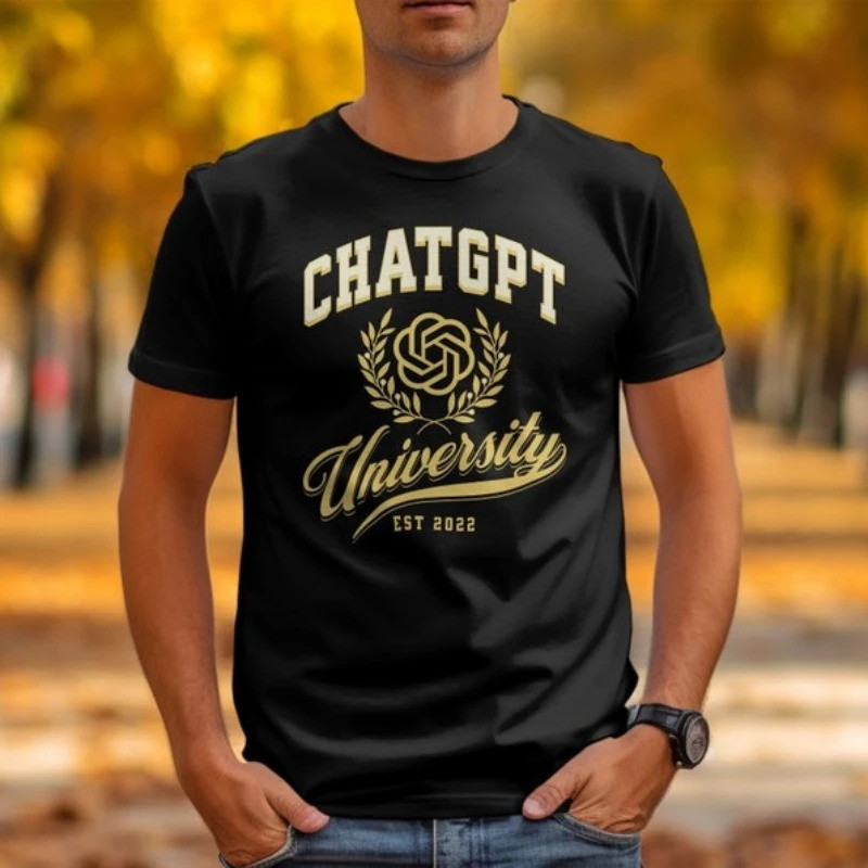 เสื้อยืด ChatGPT University เสื้อยืด ChatGPT ลายตลก เสื้อยืด ChatGPT เสื้อยืดปัญญาประดิษฐ์ เสื้อยืดล