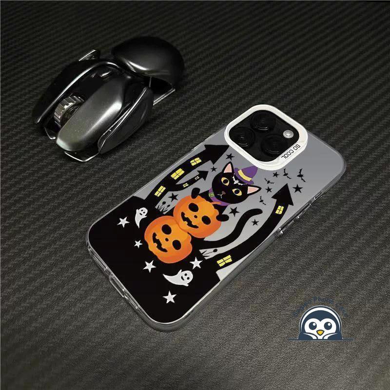 SAMSUNG ฟักทองน่ารักแมวดําเคสโทรศัพท์สําหรับSamsung Galaxy A07 A06 A05 A05S M04 F04 A04S A04E A03 Co