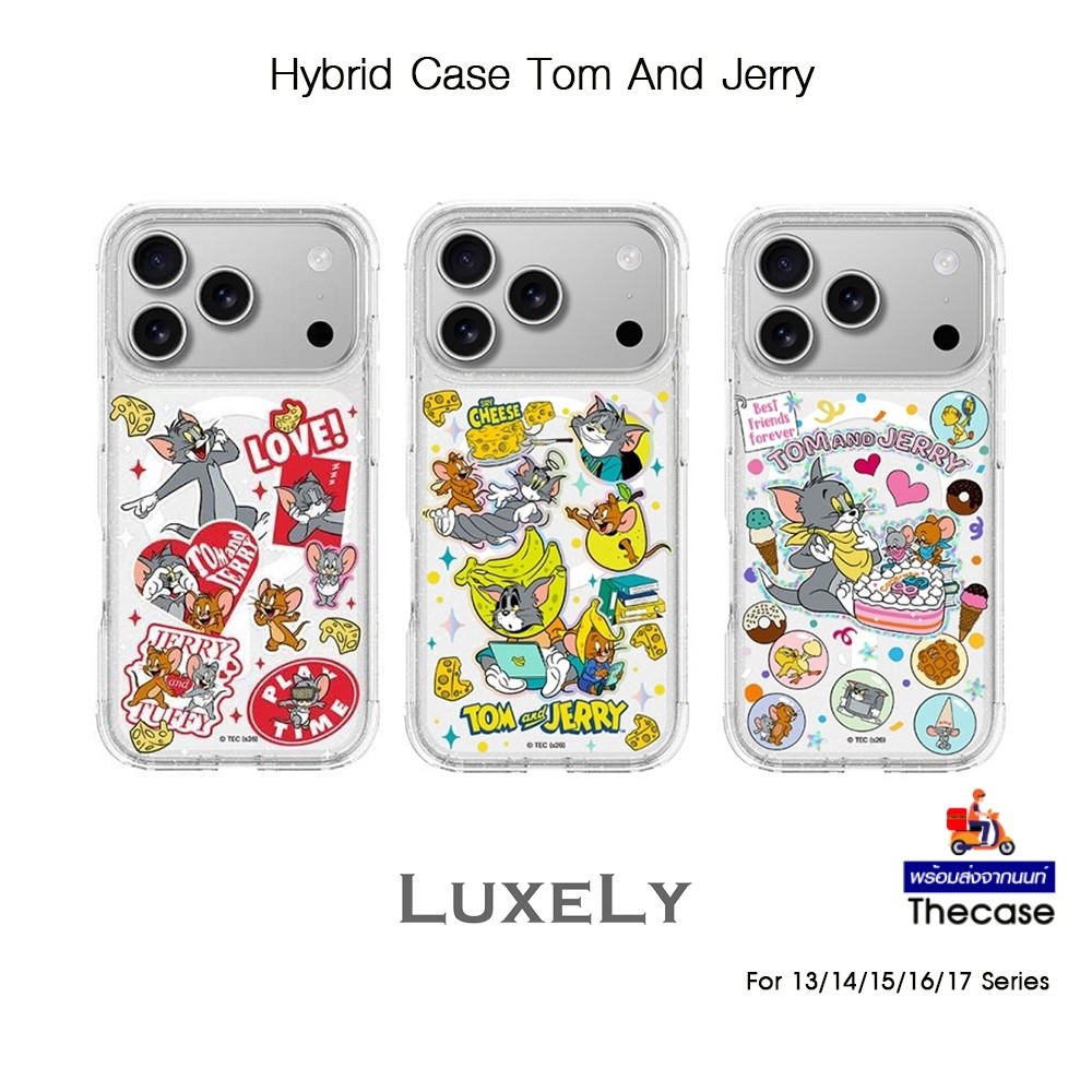 LUXELY Hybrid Case Tom And Jerry เคสกันกระแทกลิขสิทธิ์แท้เกรดพรีเมี่ยม เคสสำหรับ iPhone13/14/15/16/17 Series
