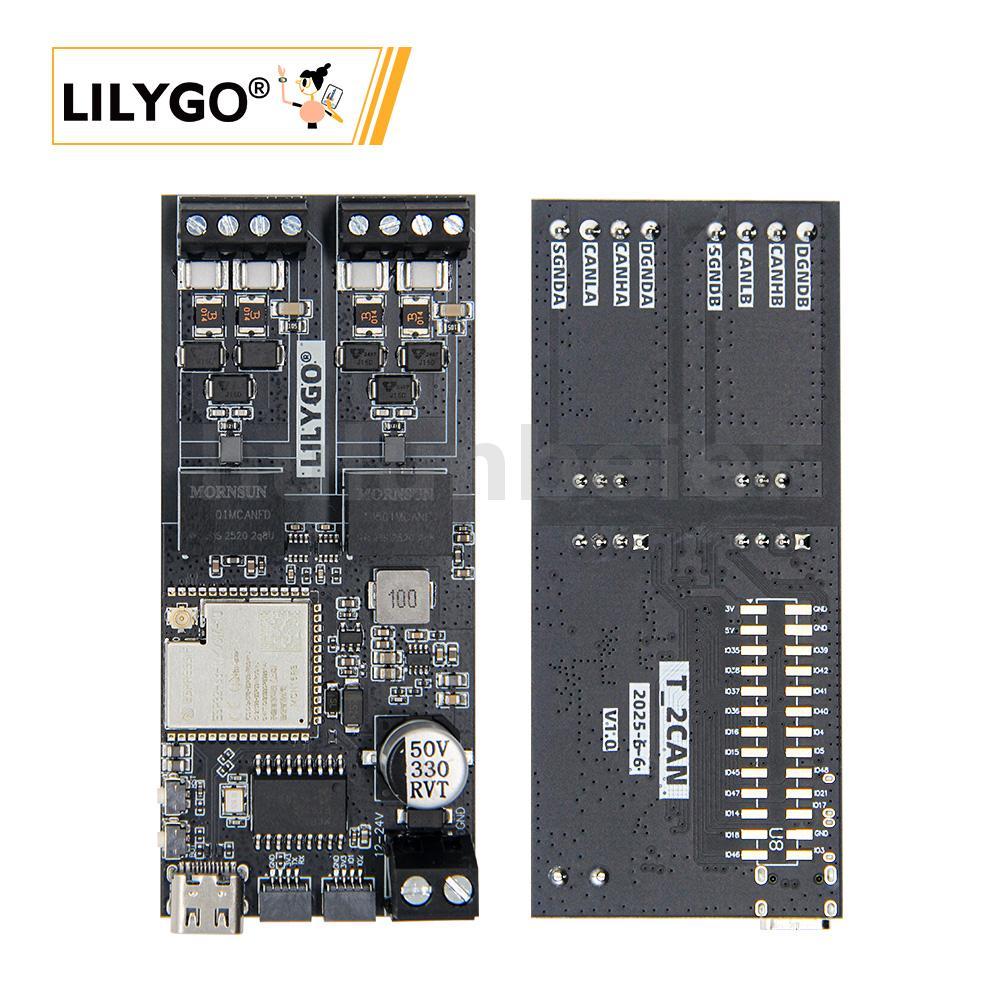 LILYGO T-2CAN ESP32-S3 WiFi บอร์ดพัฒนาบลูทูธ 16MB แฟลช 8MB PSRAM Dual CAN พอร์ต QWIIC อินเทอร์เฟซ Arduino ใช้งานร่วมกับ IoT ยานยนต์ Solutions