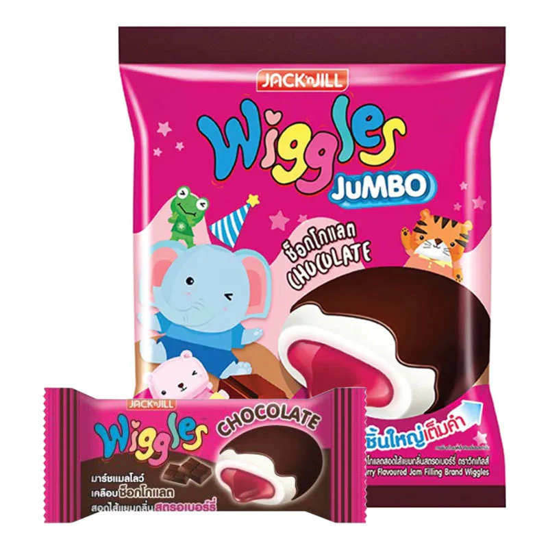 วิกเกิ้ลส์ มาชแมลโล ช็อคโกแลต 4.5 ก. 24 ชิ้น (WIGGLES Mallow Chocolate 4.5 g 24 pcs) โปโลแมน POLOMAN