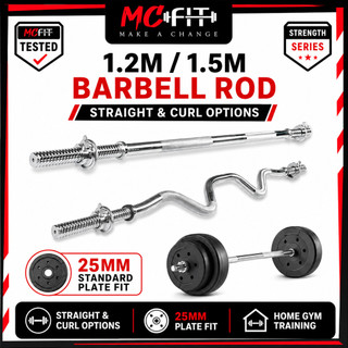 MCFIT Straight Barbell & Curl Barbell Ez Curl Bar Dumbbell Bar Gym Fitness Equipment Barang Gym Olympic Bar