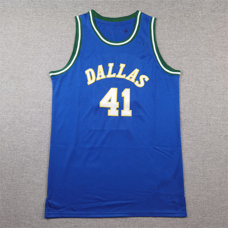 Mavericks41 Retro Blue Noverickski Dallas Novitski เสื้อบาสเก็ตบอล