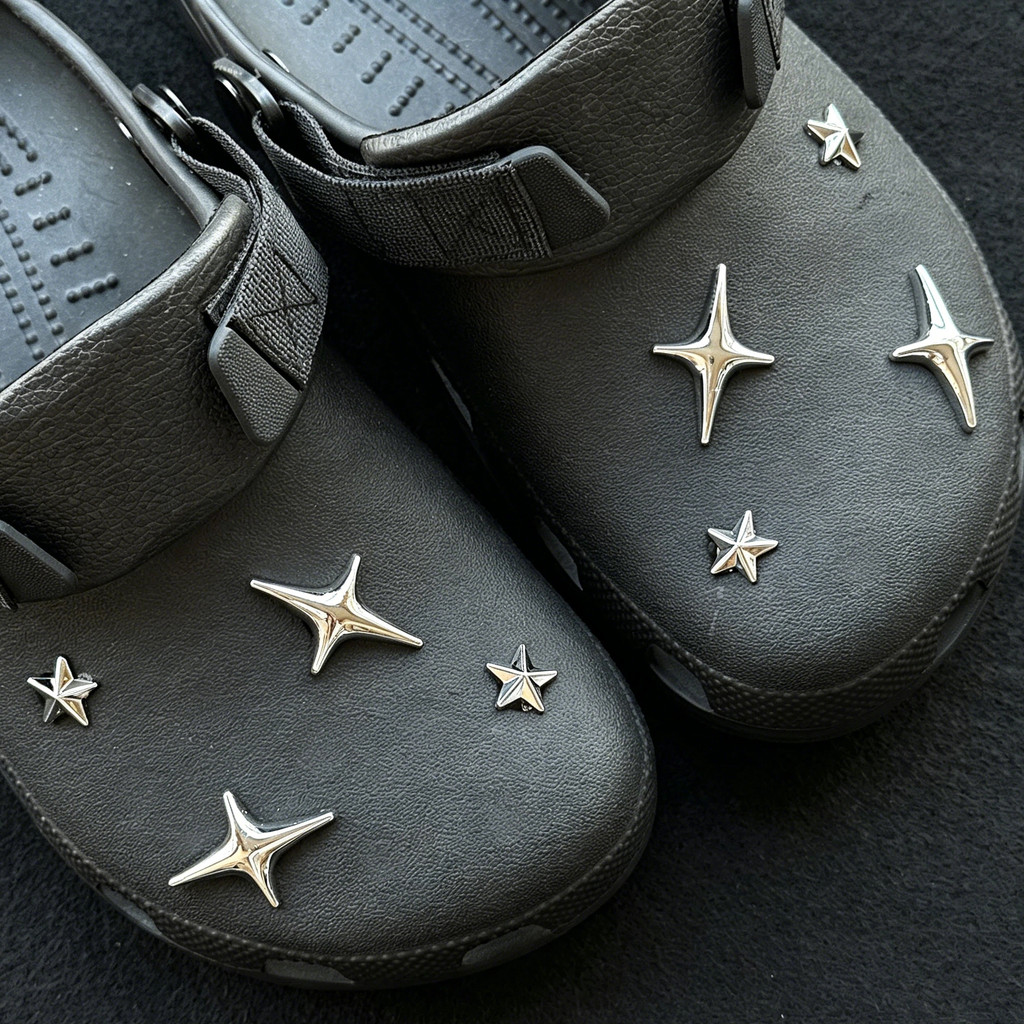 ชุดดาวสี่แฉกแฟชั่นสีเงิน 8 ชิ้น - DIY INS Clog รองเท้า Charm Pins
