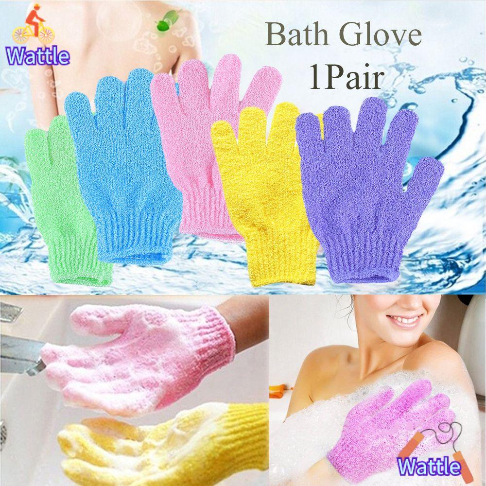 WATTLE 1 คู่ถุงมืออาบน้ําถูฟองน้ํานวดห้องน้ํา Exfoliating Moisturizing Body Cleaner