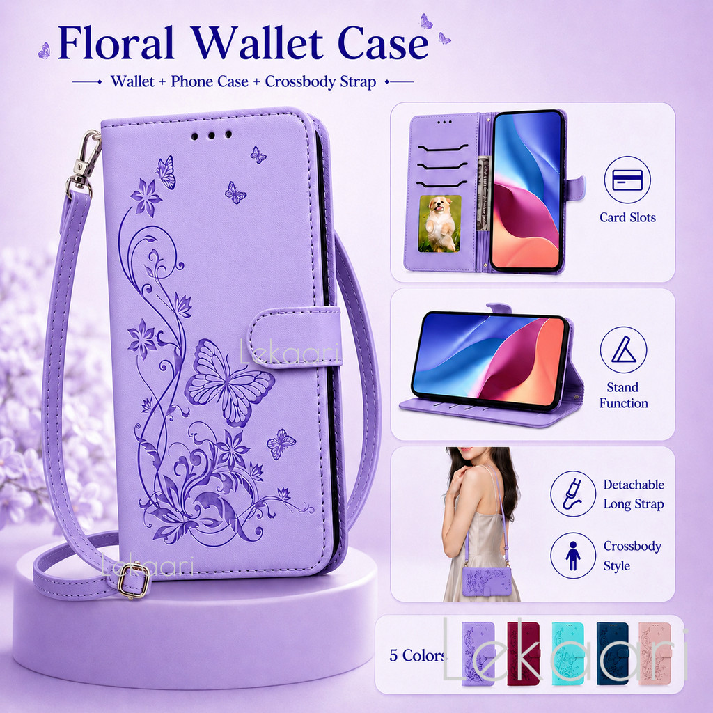 Flip Wallet Case สําหรับ ZTE Blade A75 A34 A54 A73 V50 Vita 5G ออกแบบสมาร์ทผีเสื้อหนังผู้ถือบัตรสายย