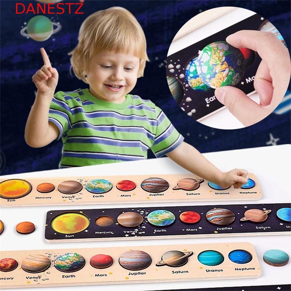 DANESTZ ปริศนาไม้การศึกษาการเรียนรู้วิทยาศาสตร์ของเล่น Planet Matching Boy Girl Early Learning Plane