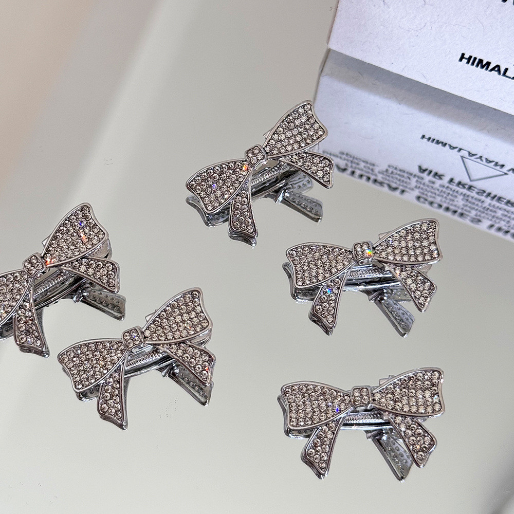 ประณีต Rhinestone Bow Hairpin ผู้หญิง Bangs คลิป