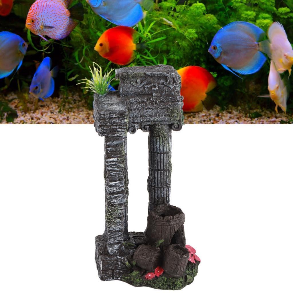 Hhi RASTKY Aquarium ตกแต่งคอลัมน์โรมันประณีตถังปลาเรซิ่นภูมิทัศน์เครื่องประดับสําหรับ 13 X 23 ซม.