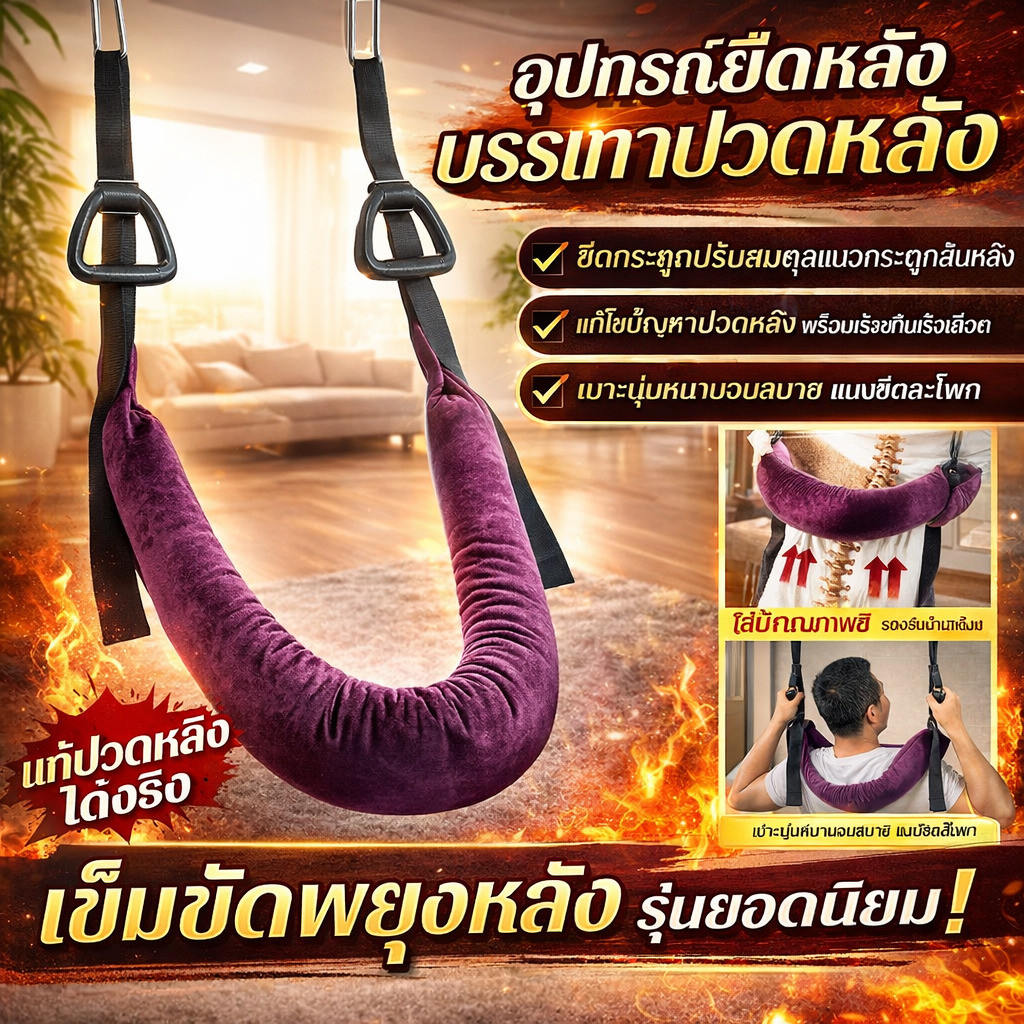 【แก้ปวดหลัง】สายรัดเอวบัควีท/สำหรับดึงกระดูกสันหลัง/บรรเทาหมอนรองกระดูก/ปวดหลังเรื้อรัง/ใช้เองที่บ้าน