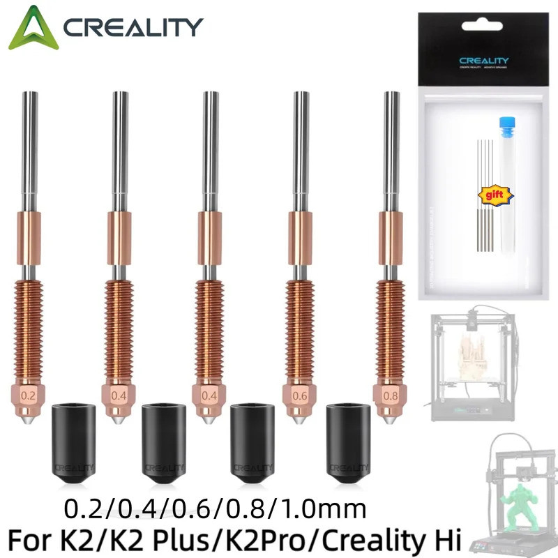HB Creality K2 Plus หัวฉีด 0.2/0.4/0.6/0.8/1.0 มม.Quick-Swap 3D เครื่องพิมพ์หัวฉีดสําหรับ 3D เครื่องพิมพ์ K2 Plus, Creality Hi Combo