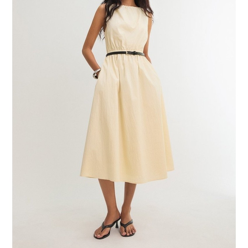 [Pomelo] เดรสยาวแขนกุดทรงเข้ารูป / Cinched Waist Sleeveless Maxi Dress