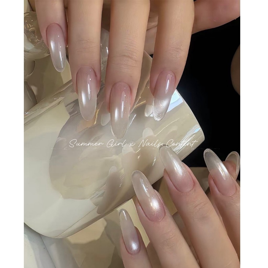 ลูกแก้วขาวซาติน ทาทับ Summer girl x Nails Content 2026