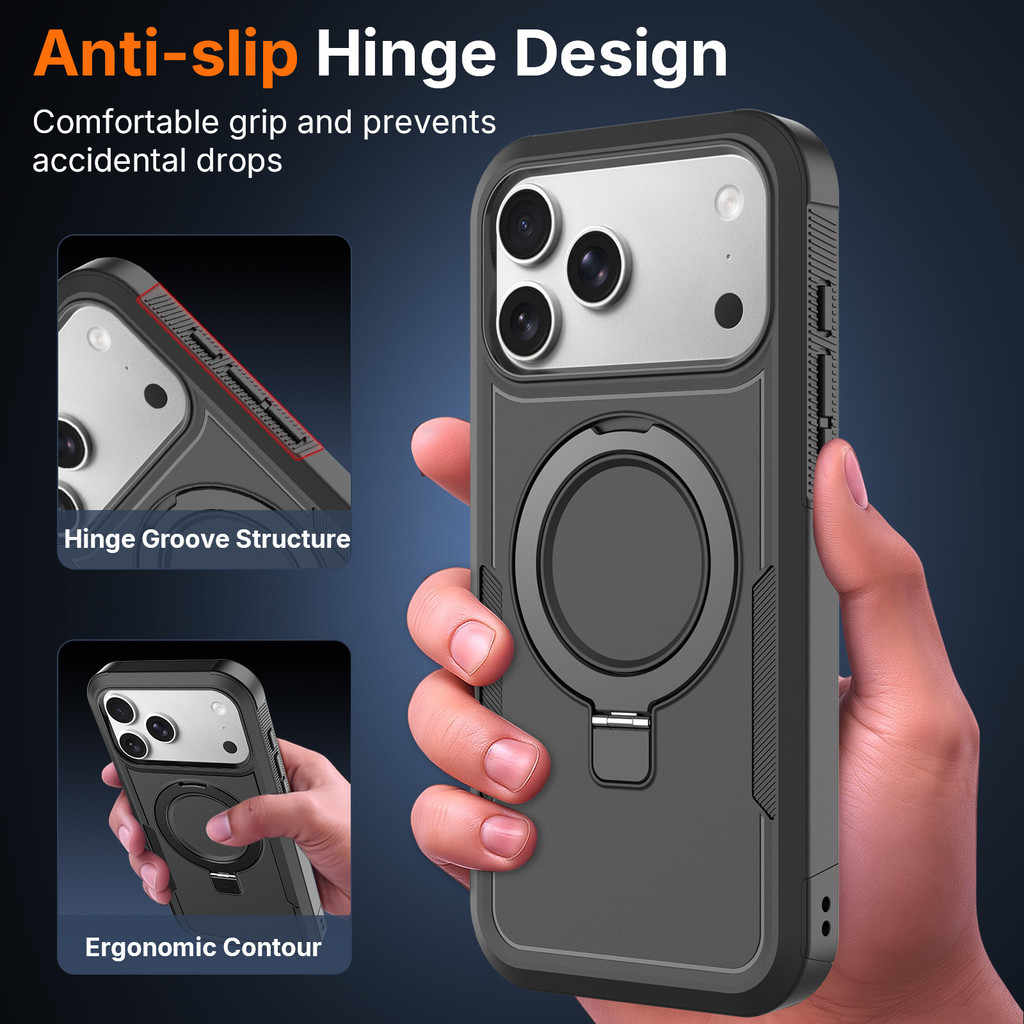 คัดสรรอย่างเข้มงวด เหมาะสําหรับ Apple 17 เคสโทรศัพท์แม่เหล็กกันกระแทก ipone18pro max เคสยึดสามในหนึ่