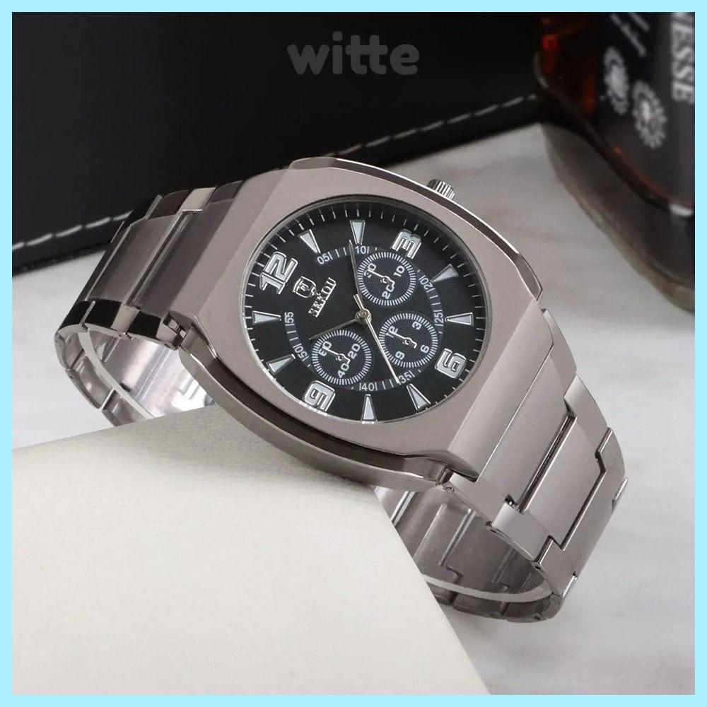 WITTE นาฬิกาควอทซ์,หน้าปัดขนาดใหญ่นาฬิกาผู้ชายทรงกลม,Unisex Simple Design Alloy Pointerจอแสดงผลนาฬิกาข้อมือทั่วไปPopulation
