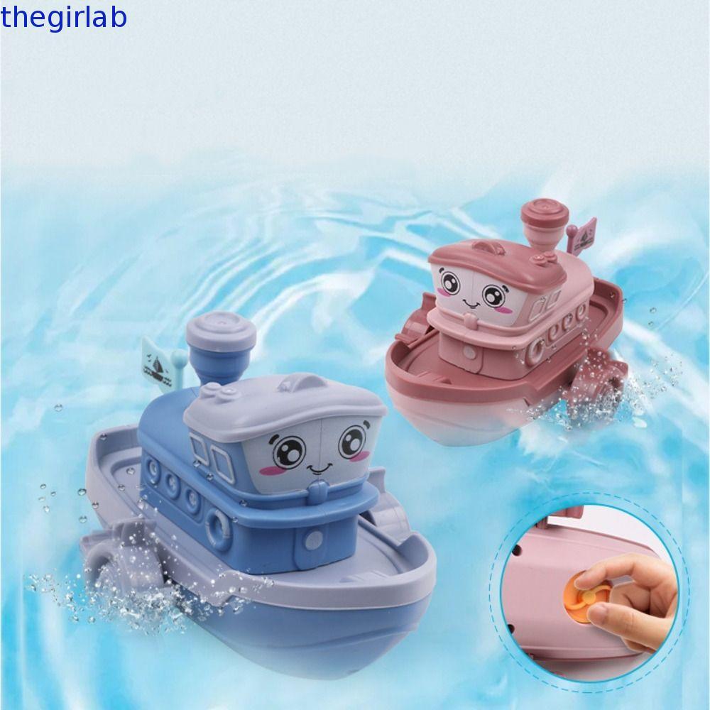 THEGIRLAB การ์ตูนเรือของเล่นเด็กน่ารักอาบน้ําเล่นของเล่นว่ายน้ําชายหาดเกมลอยเรือเกมลอย Clockwork เรือ