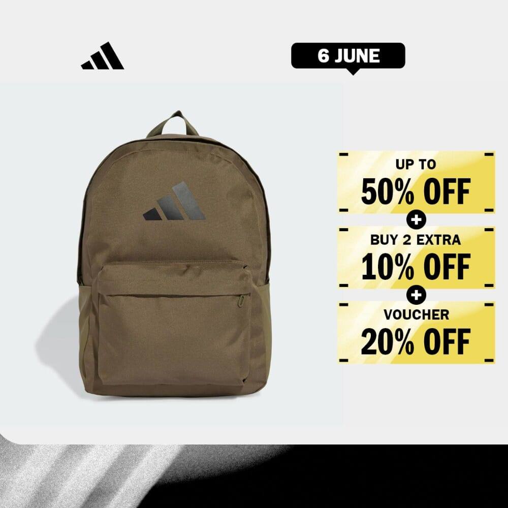 Adidas Lifestyle Classic 3 Bar Logo Backpack Unisex สีเขียว IS7051