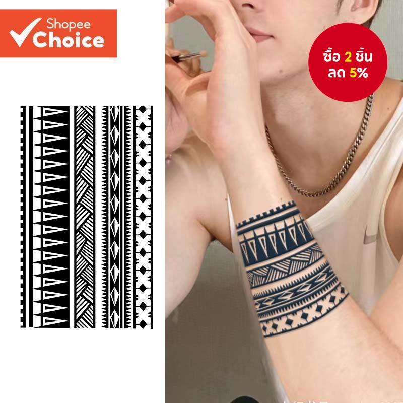 Arm Band Line สติ๊กเกอร์รอยสักชั่วคราว กันน้ํา และติดทนนาน ศิลปะร่างกายกึ่งถาวร