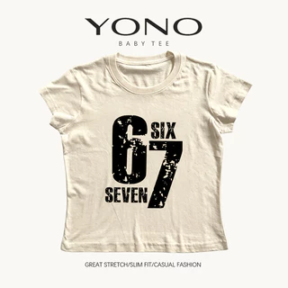 (พร้อมส่ง24ชม.) baby tee สีแดงไวน์ ลายเลข 67 วินเทจ ฟีลอเมริกันสปอร์ต ทรงเข้ารูป ใส่เท่แมตช์ง่าย